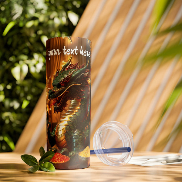 Personalized Skinny Tumbler Green Dragon S-steel Matte colors 20oz vacation beach tumbler Gift for Valentine housewarming birthday groomsmen- Tumbler Mug Water Bottle-Tumblers & Water Glasses