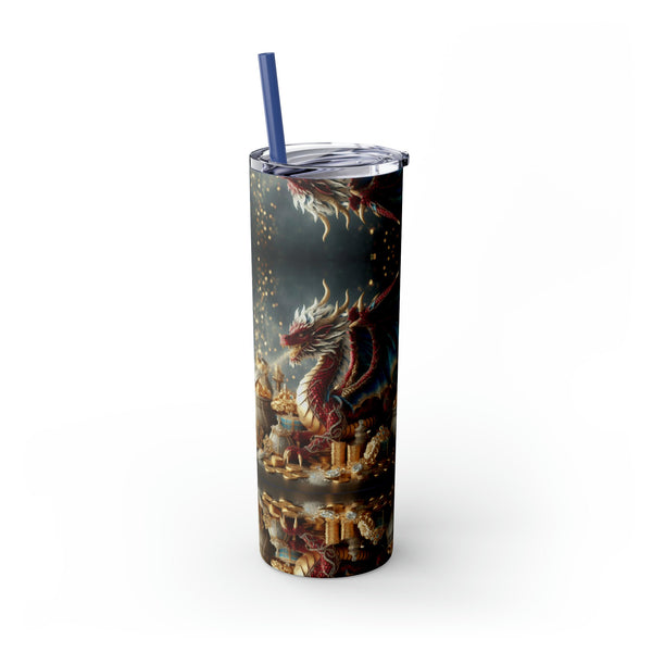 Personalized Skinny Tumbler Double Lucky Dragon Ssteel 20oz vacation tumbler Gift for Valentine Galentine housewarming birthday Dragon Fans- Tumbler Mug Water Bottle-Tumblers & Water Glasses