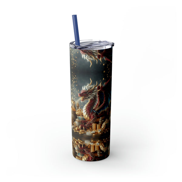 Personalized Skinny Tumbler Double Lucky Dragon Ssteel 20oz vacation tumbler Gift for Valentine Galentine housewarming birthday Dragon Fans- Tumbler Mug Water Bottle-Tumblers & Water Glasses