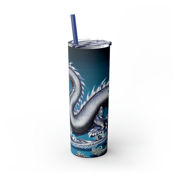 Personalized Skinny Tumbler Bluesilver Dragon S-steel vacation beach tumbler Gift for Valentine housewarming birthday groomsmen stag party- Tumbler Mug Water Bottle-Tumblers & Water Glasses