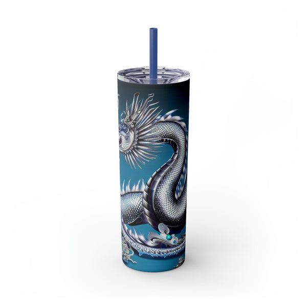 Personalized Skinny Tumbler Bluesilver Dragon S-steel vacation beach tumbler Gift for Valentine housewarming birthday groomsmen stag party- Tumbler Mug Water Bottle-Tumblers & Water Glasses