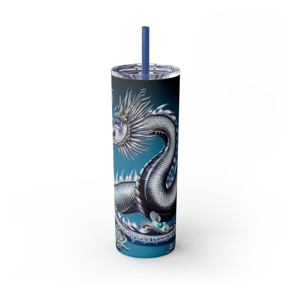 Personalized Skinny Tumbler Bluesilver Dragon S-steel vacation beach tumbler Gift for Valentine housewarming birthday groomsmen stag party- Tumbler Mug Water Bottle-Tumblers & Water Glasses