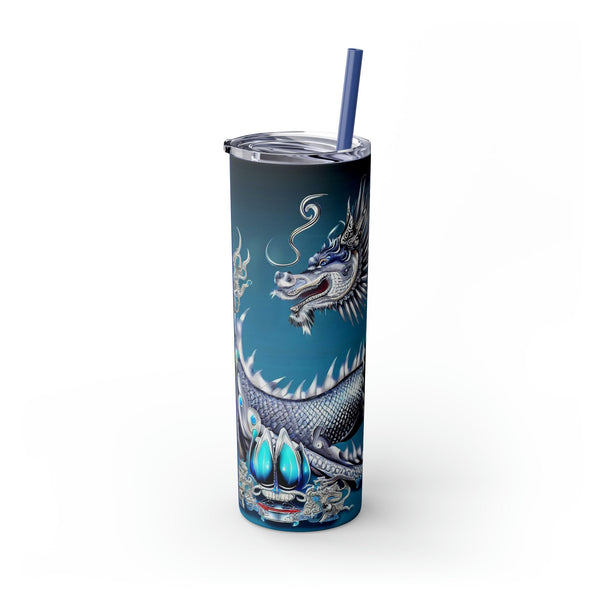 Personalized Skinny Tumbler Bluesilver Dragon S-steel vacation beach tumbler Gift for Valentine housewarming birthday groomsmen stag party- Tumbler Mug Water Bottle-Tumblers & Water Glasses