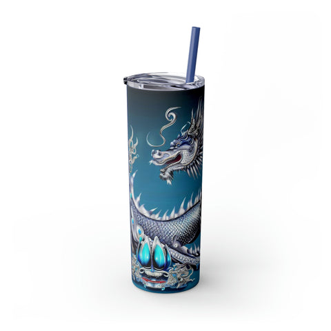 Personalized Skinny Tumbler Bluesilver Dragon S-steel vacation beach tumbler Gift for Valentine housewarming birthday groomsmen stag party- Tumbler Mug Water Bottle-Tumblers & Water Glasses