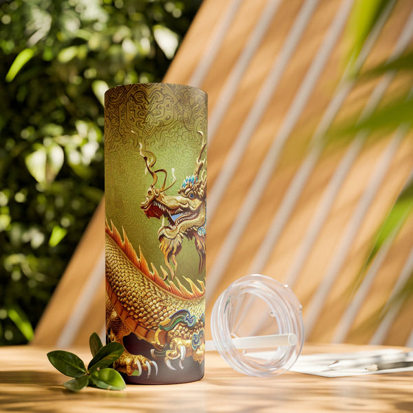Personalized Skinny Tumbler Jade Golden Dragon S-steel vacation beach tumbler Gift for Valentine housewarming birthday groomsmen stag party- Tumbler Mug Water Bottle-Tumblers & Water Glasses