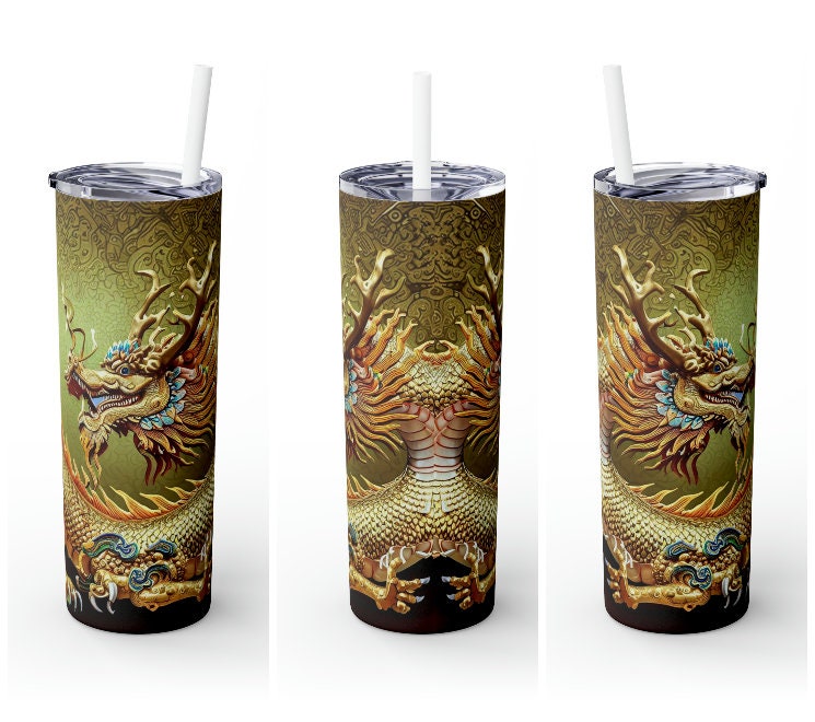 Personalized Skinny Tumbler Jade Golden Dragon S-steel vacation beach tumbler Gift for Valentine housewarming birthday groomsmen stag party- Tumbler Mug Water Bottle-Tumblers & Water Glasses