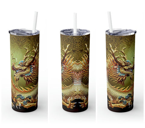 Personalized Skinny Tumbler Jade Golden Dragon S-steel vacation beach tumbler Gift for Valentine housewarming birthday groomsmen stag party- Tumbler Mug Water Bottle-Tumblers & Water Glasses