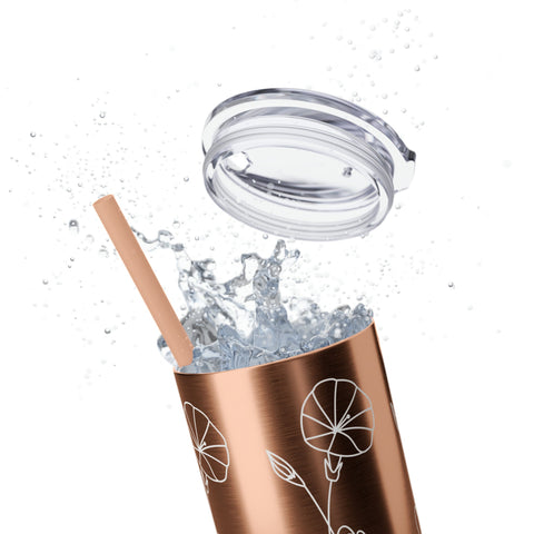 Personalized skinny tumbler glitter col BirthFlower Birthstone with Name Gift for Her HIM Valentine New Year Baby Shower Birthday Bridesmaid- Tumbler Mug Water Bottle-Tumblers & Water Glasses