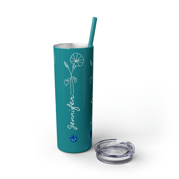 Personalized Birthflower Birthstone w/Name Matte colors Tumbler S-steel 20oz vacation beach tumbler Gift for Valentine housewarming birthday- Tumbler Mug Water Bottle-Tumblers & Water Glasses