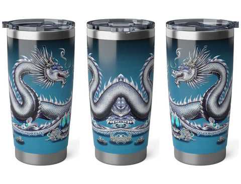 Personalized Blue Dragon Tumbler Ssteel 20oz 2024 Chinese New Year Lucky Dragon Gift for Christmas Dragon fan housewarming travel tumbler- Tumbler Mug Water Bottle-Tumblers & Water Glasses