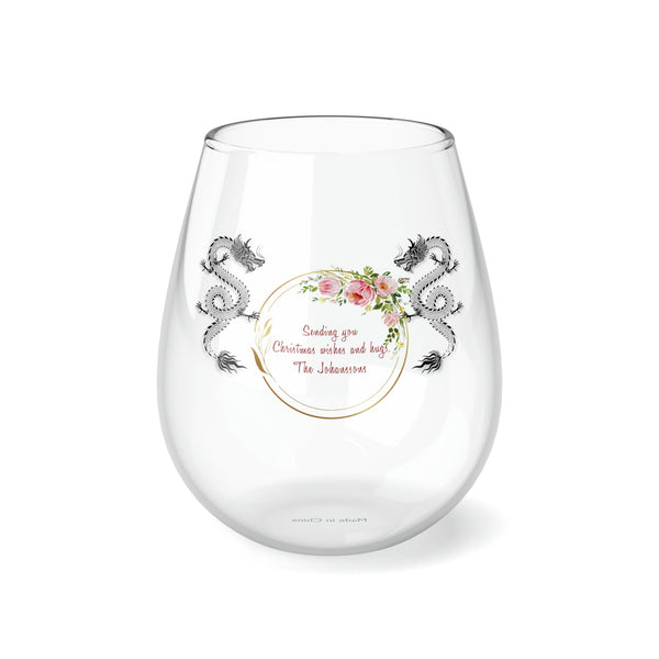 Personalized Dragon Wine Glass Name ,custom wine glass, red black dragon monogram wreath 2024 Dragon lunar new year gift- Tumbler Mug Water Bottle-Wine Glasses & Charms