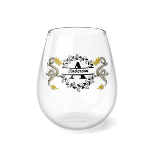 Personalized Name Dragon Wine Glass monogram wreath birthday anniversary gift for wife mom son dad groom best friend retirement graduation- Tumbler Mug Water Bottle-Wine Glasses & Charms