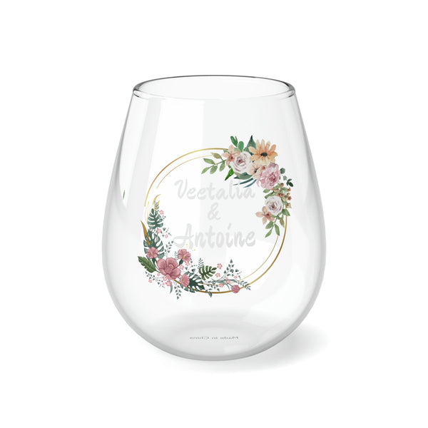 Personalized 2 Name Wine Glass for couple,custom wedding gift,custom name gift for couple,custom engagement gift,custom anniversary gift- Tumbler Mug Water Bottle-Wine Glasses & Charms