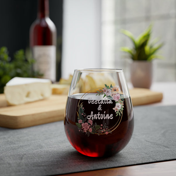 Personalized 2 Name Wine Glass for couple,custom wedding gift,custom name gift for couple,custom engagement gift,custom anniversary gift- Tumbler Mug Water Bottle-Wine Glasses & Charms