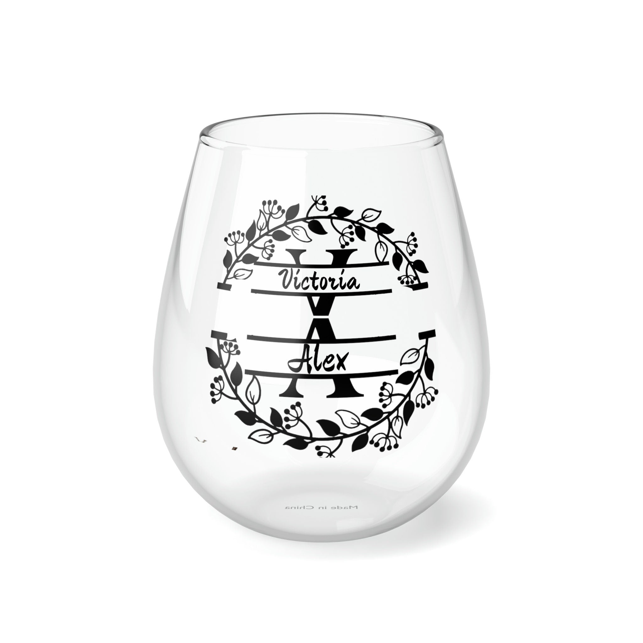 Personalized 2 Name Wine Glass for couple,custom wedding gift,custom name gift for couple,custom engagement gift,custom anniversary gift- Tumbler Mug Water Bottle-Wine Glasses & Charms