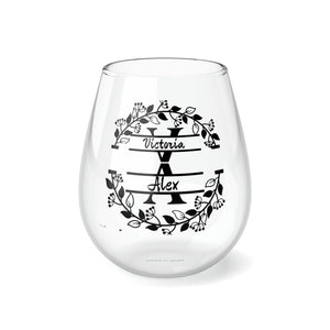 Personalized 2 Name Wine Glass for couple,custom wedding gift,custom name gift for couple,custom engagement gift,custom anniversary gift- Tumbler Mug Water Bottle-Wine Glasses & Charms