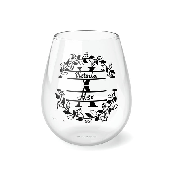 Personalized 2 Name Wine Glass for couple,custom wedding gift,custom name gift for couple,custom engagement gift,custom anniversary gift- Tumbler Mug Water Bottle-Wine Glasses & Charms