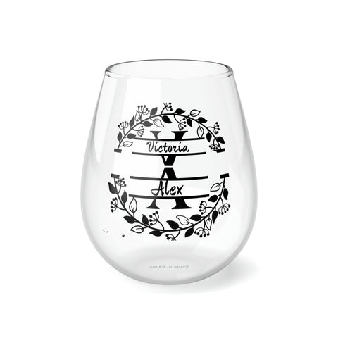 Personalized 2 Name Wine Glass for couple,custom wedding gift,custom name gift for couple,custom engagement gift,custom anniversary gift- Tumbler Mug Water Bottle-Wine Glasses & Charms