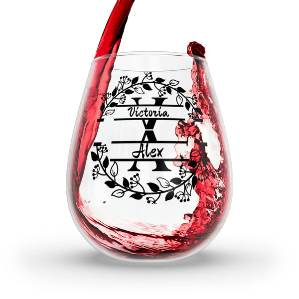 Personalized 2 Name Wine Glass for couple,custom wedding gift,custom name gift for couple,custom engagement gift,custom anniversary gift- Tumbler Mug Water Bottle-Wine Glasses & Charms