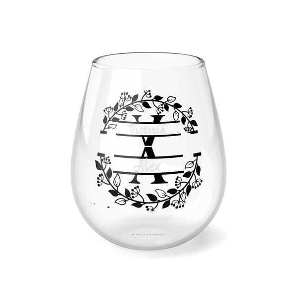 Personalized 2 Name Wine Glass for couple,custom wedding gift,custom name gift for couple,custom engagement gift,custom anniversary gift- Tumbler Mug Water Bottle-Wine Glasses & Charms
