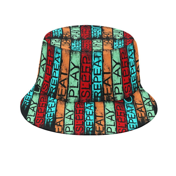 Eat Sleep play motivational Fishing bucket hat unisex holiday beach boating snorkeling hiking gift for him her christmas birthday retirement- Shoes Socks Gloves Hats-Bucket Hats