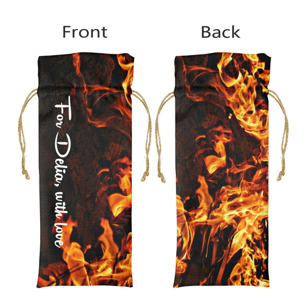 Personalized Wine Carrier Gift Bag Linen FireFlame Christmas Gift for wine lover Bridesmaid dad mom grandma birthday Housewarming Graduation- Gift Wrap Paper Wall Art-Gift Bags