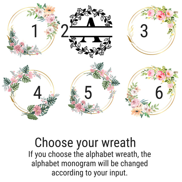 Personalized Name Cracked Wall Wine Glass monogram wreath,custom name glass gift for bridesmaid wedding christmas baby christening new job- Tumbler Mug Water Bottle-Wine Glasses & Charms