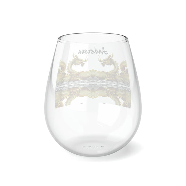 Personalized Double Name Dragon Wine Glass,newlywed gift custom glass,monogram 2024 Dragon lunar new year custom glass gift for christmas- Tumbler Mug Water Bottle-Wine Glasses & Charms