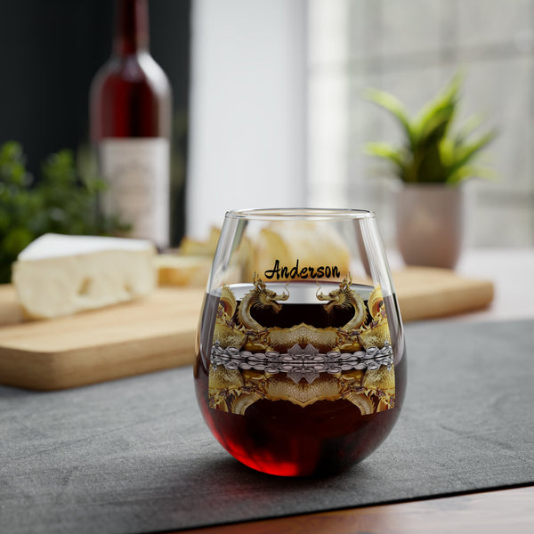 Personalized Double Dragon Wine Glass Name dragon monogram wreath 2024 Dragon lunar new year gift for christmas him her- Tumbler Mug Water Bottle-Wine Glasses & Charms