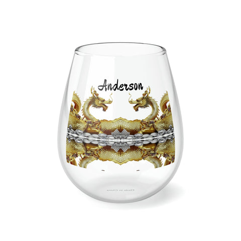 Personalized Double Dragon Wine Glass Name dragon monogram wreath 2024 Dragon lunar new year gift for christmas him her- Tumbler Mug Water Bottle-Wine Glasses & Charms
