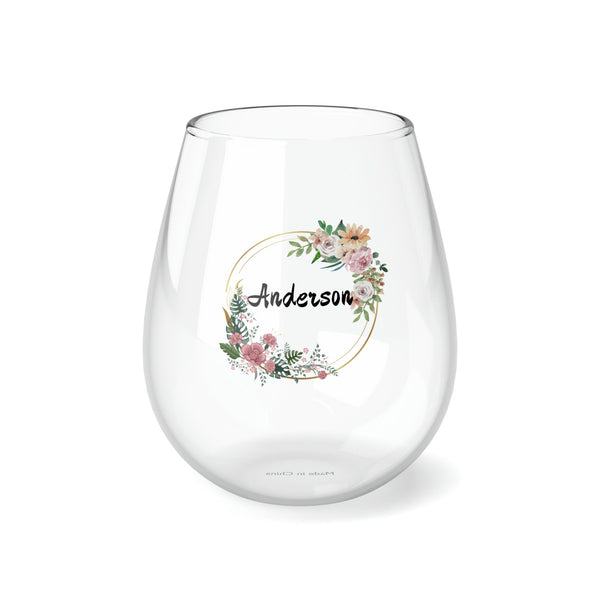Personalized Name Cracked Wall Wine Glass monogram wreath,custom name glass gift for bridesmaid wedding christmas baby christening new job- Tumbler Mug Water Bottle-Wine Glasses & Charms