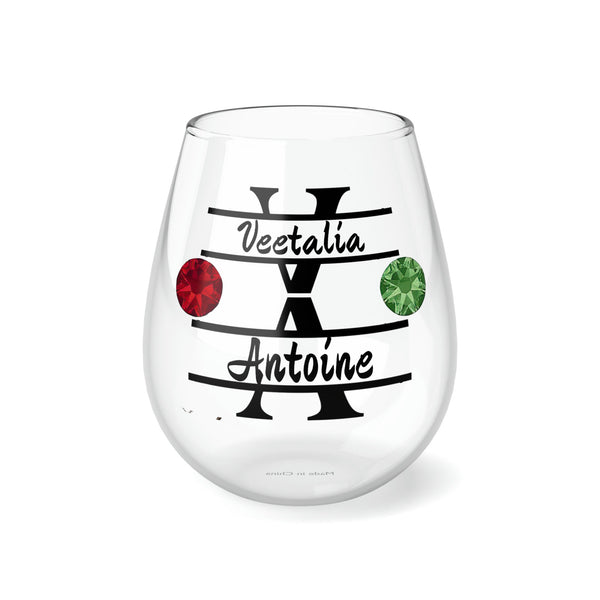 Personalized 2 Name 2 Birthstone Wine Glass,custom wedding gift,custom name gift for couple,custom engagement gift,custom anniversary gift- Tumbler Mug Water Bottle-Wine Glasses & Charms