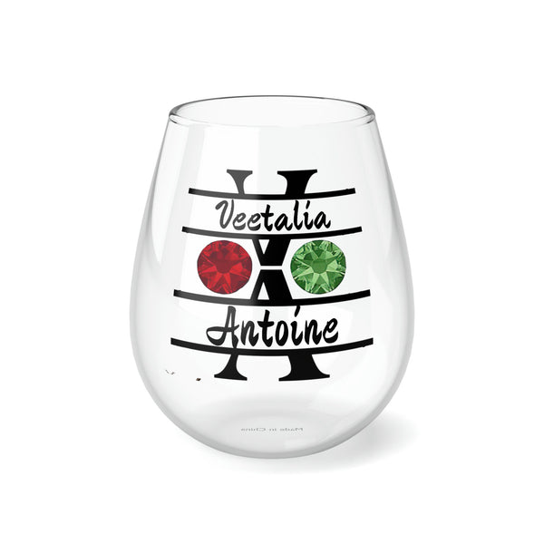 Personalized 2 Name 2 Birthstone Wine Glass,custom wedding gift,custom name gift for couple,custom engagement gift,custom anniversary gift- Tumbler Mug Water Bottle-Wine Glasses & Charms