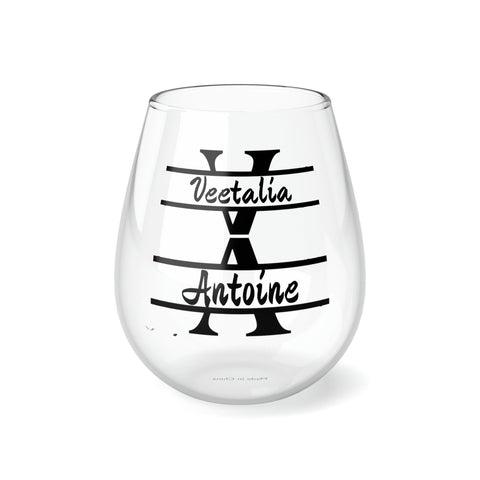 Personalized 2 Name 2 Birthstone Wine Glass,custom wedding gift,custom name gift for couple,custom engagement gift,custom anniversary gift- Tumbler Mug Water Bottle-Wine Glasses & Charms