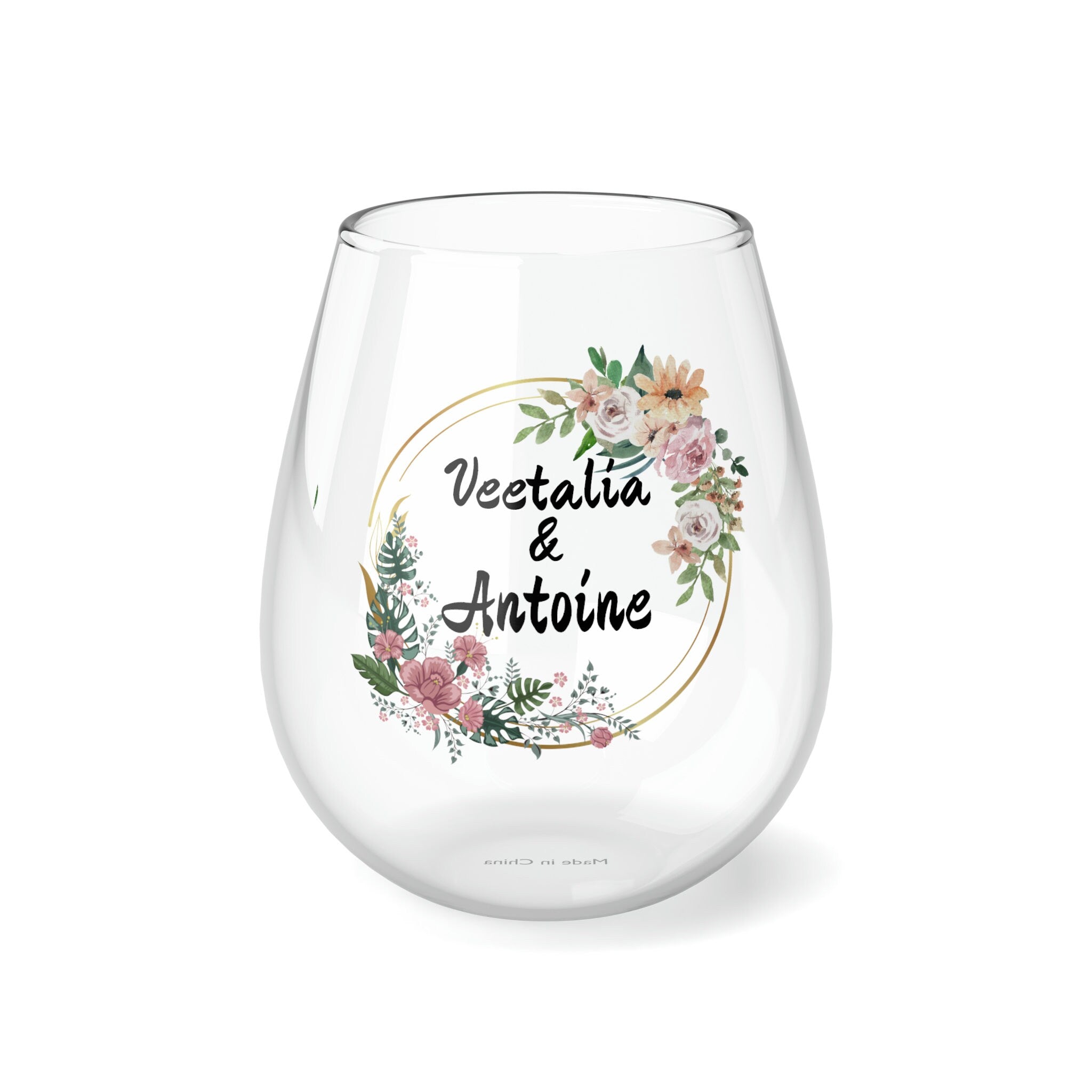 Personalized 2 Name Wine Glass for couple,custom wedding gift,custom name gift for couple,custom engagement gift,custom anniversary gift- Tumbler Mug Water Bottle-Wine Glasses & Charms
