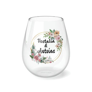 Personalized 2 Name Wine Glass for couple,custom wedding gift,custom name gift for couple,custom engagement gift,custom anniversary gift- Tumbler Mug Water Bottle-Wine Glasses & Charms