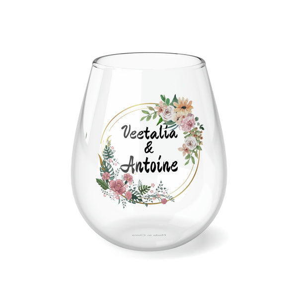 Personalized 2 Name Wine Glass for couple,custom wedding gift,custom name gift for couple,custom engagement gift,custom anniversary gift- Tumbler Mug Water Bottle-Wine Glasses & Charms