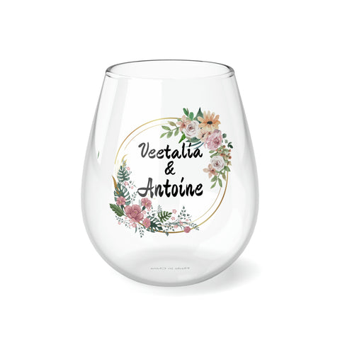 Personalized 2 Name Wine Glass for couple,custom wedding gift,custom name gift for couple,custom engagement gift,custom anniversary gift- Tumbler Mug Water Bottle-Wine Glasses & Charms