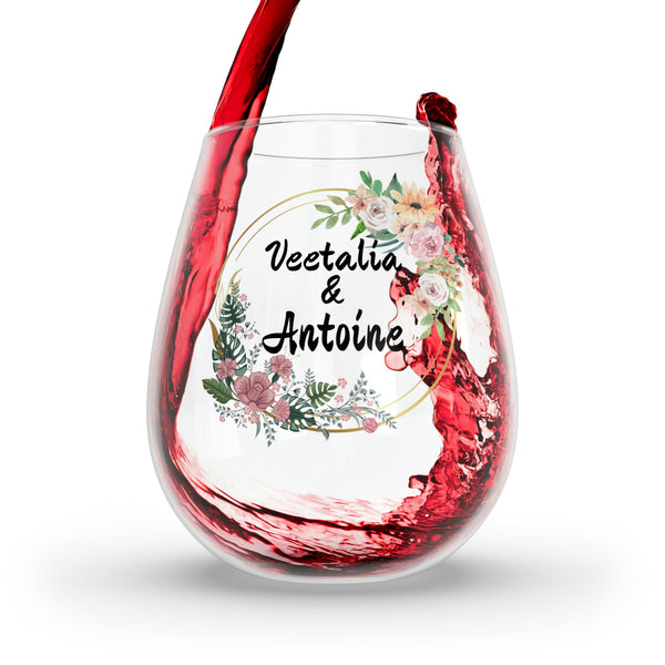 Personalized 2 Name Wine Glass for couple,custom wedding gift,custom name gift for couple,custom engagement gift,custom anniversary gift- Tumbler Mug Water Bottle-Wine Glasses & Charms