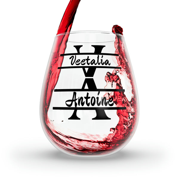 Personalized 2 Name 2 Birthstone Wine Glass,custom wedding gift,custom name gift for couple,custom engagement gift,custom anniversary gift- Tumbler Mug Water Bottle-Wine Glasses & Charms