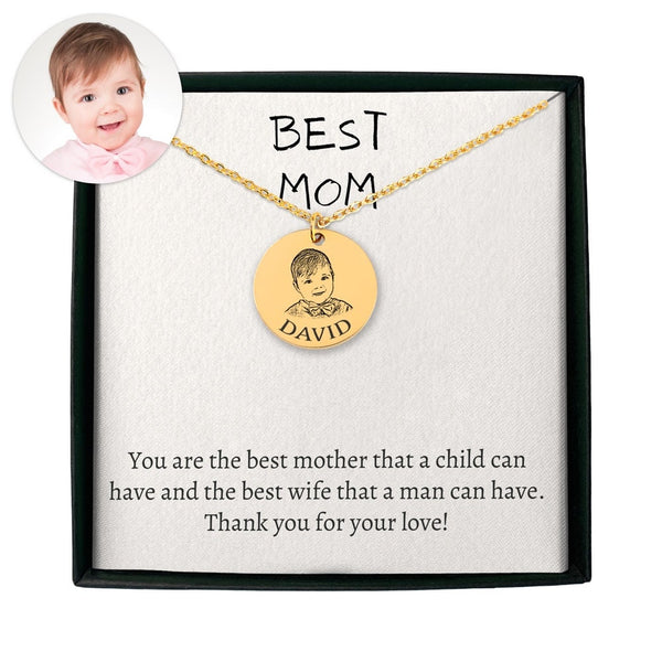 personalized baby portrait round pendant necklace valentine gift for wife mom sister baby shower,custom baby photo jewelry mothers day gift- Custom & Braille Jewelry-Pendants