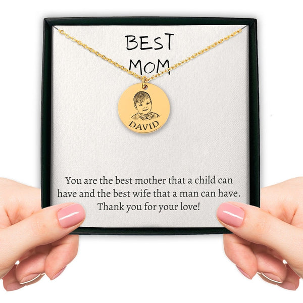 personalized baby portrait round pendant necklace valentine gift for wife mom sister baby shower,custom baby photo jewelry mothers day gift- Custom & Braille Jewelry-Pendants