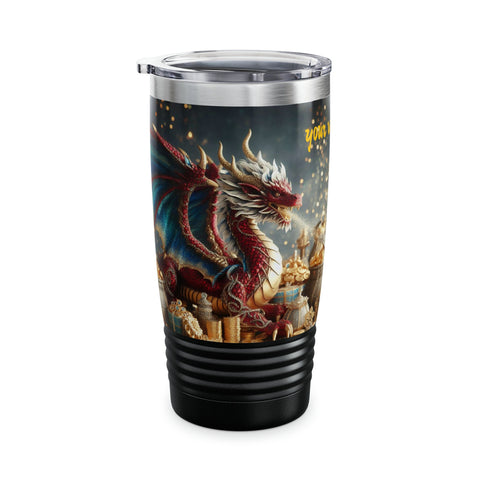 Personalized Double Dragon Ribbed Tumbler Ssteel 20oz 2024 Chinese New Year Dragon vacation tumbler Gift for Dragon fan housewarming new job- Tumbler Mug Water Bottle-Tumblers & Water Glasses