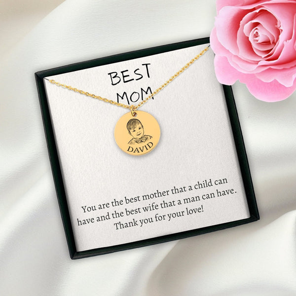 personalized baby portrait round pendant necklace valentine gift for wife mom sister baby shower,custom baby photo jewelry mothers day gift- Custom & Braille Jewelry-Pendants
