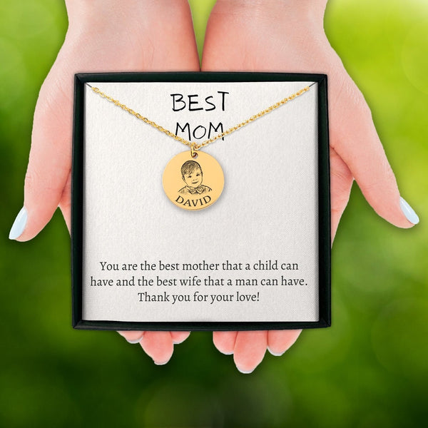 personalized baby portrait round pendant necklace valentine gift for wife mom sister baby shower,custom baby photo jewelry mothers day gift- Custom & Braille Jewelry-Pendants