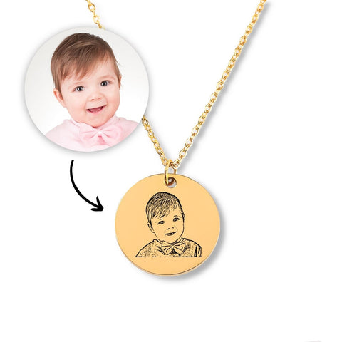 personalized baby portrait round pendant necklace valentine gift for wife mom sister baby shower,custom baby photo jewelry mothers day gift- Custom & Braille Jewelry-Pendants