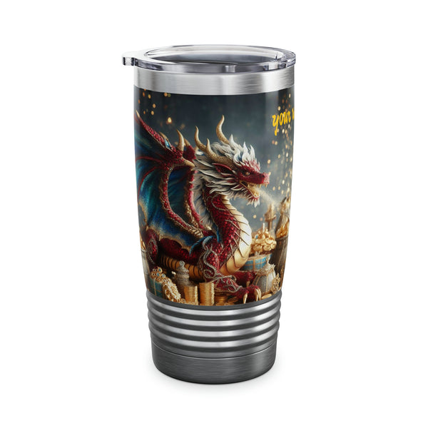 Personalized Double Dragon Ribbed Tumbler Ssteel 20oz 2024 Chinese New Year Dragon vacation tumbler Gift for Dragon fan housewarming new job- Tumbler Mug Water Bottle-Tumblers & Water Glasses