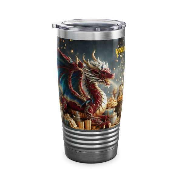 Personalized Double Dragon Ribbed Tumbler Ssteel 20oz 2024 Chinese New Year Dragon vacation tumbler Gift for Dragon fan housewarming new job- Tumbler Mug Water Bottle-Tumblers & Water Glasses