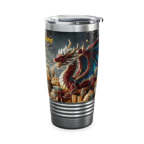 Personalized Double Dragon Ribbed Tumbler Ssteel 20oz 2024 Chinese New Year Dragon vacation tumbler Gift for Dragon fan housewarming new job- Tumbler Mug Water Bottle-Tumblers & Water Glasses