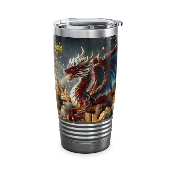 Personalized Double Dragon Ribbed Tumbler Ssteel 20oz 2024 Chinese New Year Dragon vacation tumbler Gift for Dragon fan housewarming new job- Tumbler Mug Water Bottle-Tumblers & Water Glasses